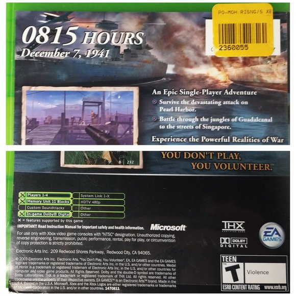 Medal of Honor Rising Sun Microsoft Original XBOX Game Case Manual Included GUC - Picture 4 of 6